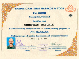 Certificate Thai Oil Massage Lanna Style
