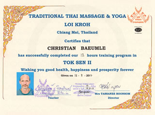 Certificate Thai Tok Sen Advanced