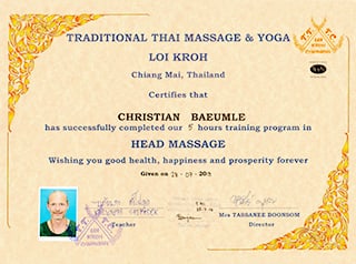 Certificate Thai Head Massage