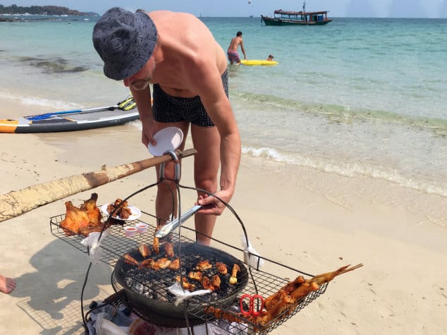 Relaxing on the beach with delicious food